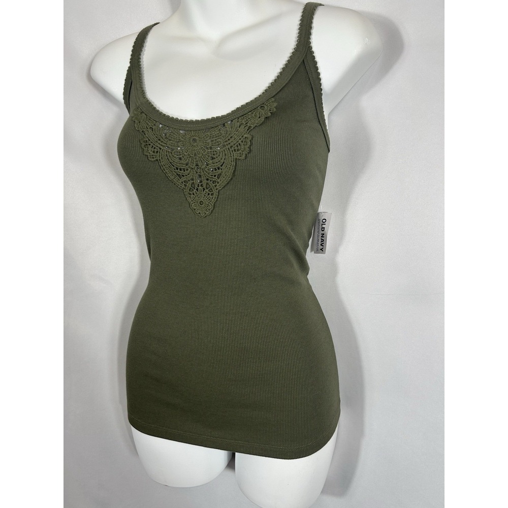 Old Navy Y2K Rib Knit Tank Top Size XL Green Boho Forest Fairy Elena Bella‎ Swan